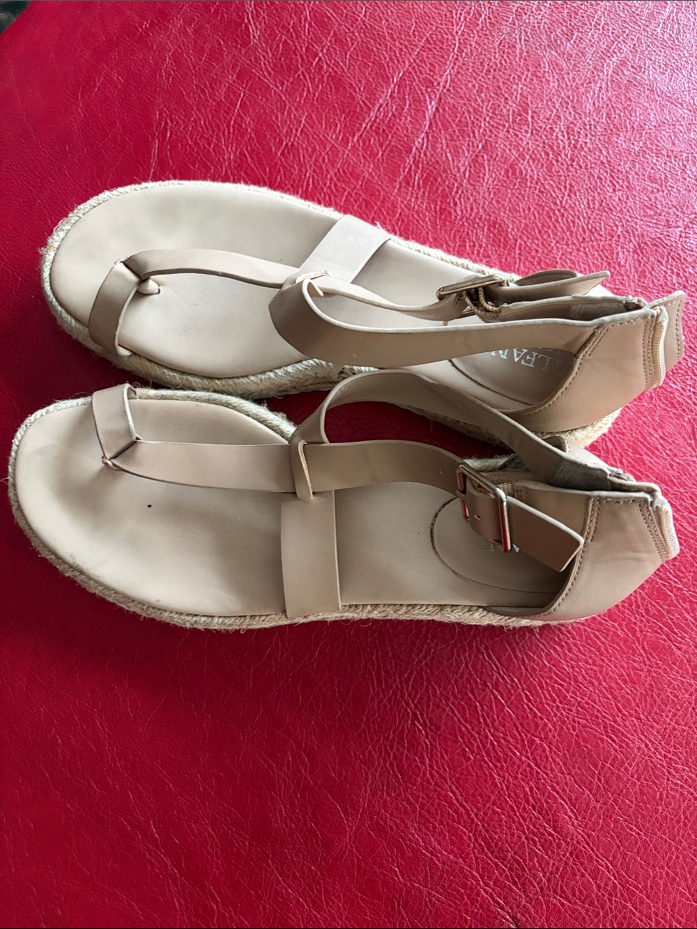 Alfani Nude T-Strap Espadrille Platform Sandals